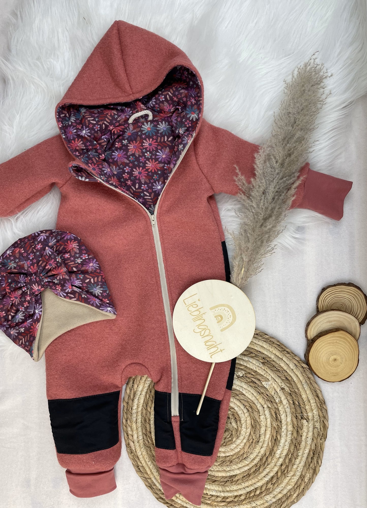 Robustoverall Himbeere Retro Blumen