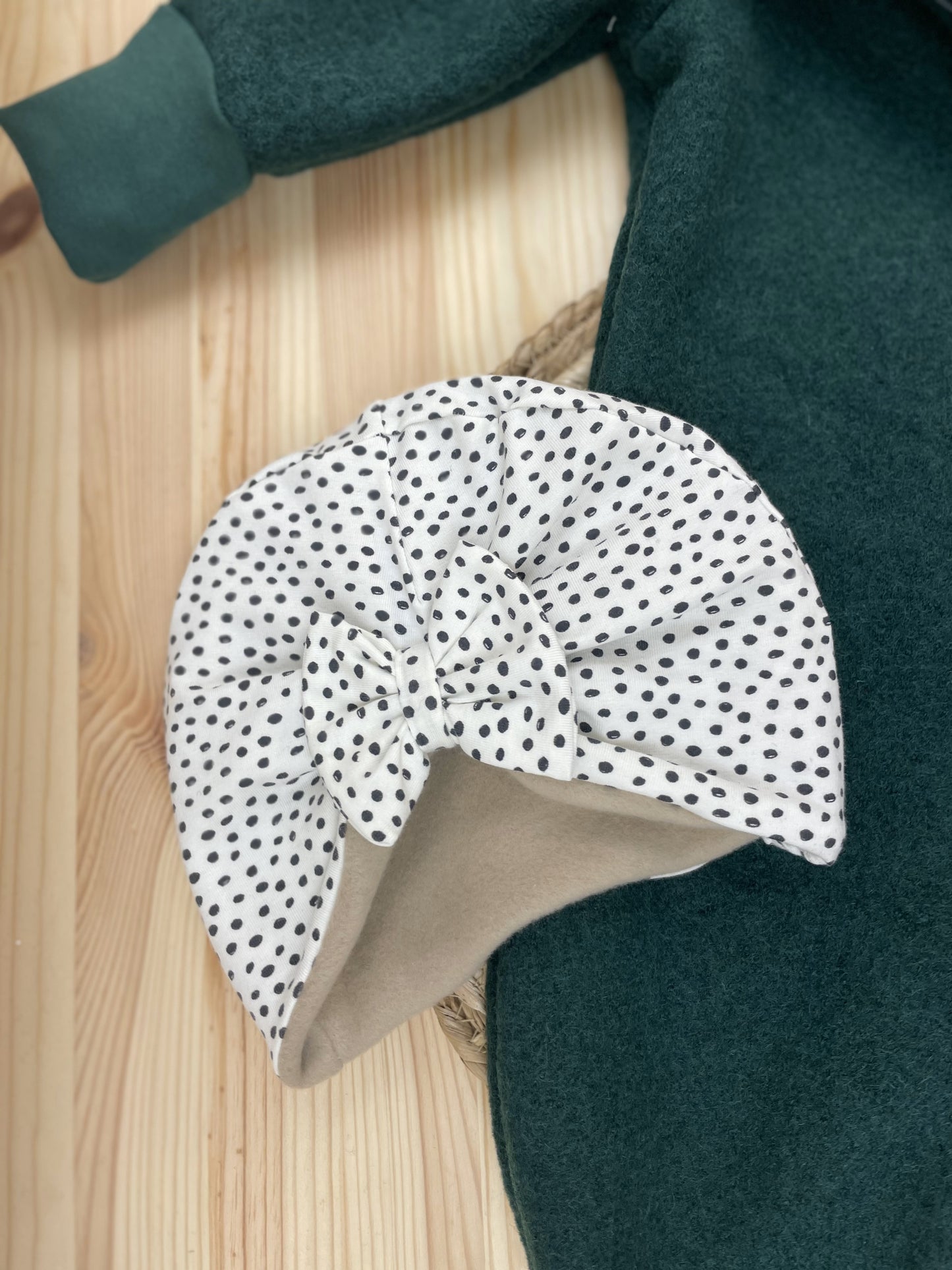 Turbanmütze gefüttert Winter Punkte weiß