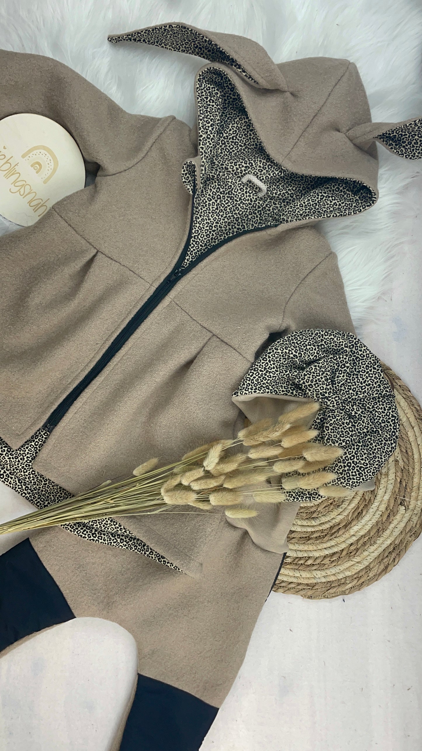 Wollwalkmantel Beige Leo Dunkel