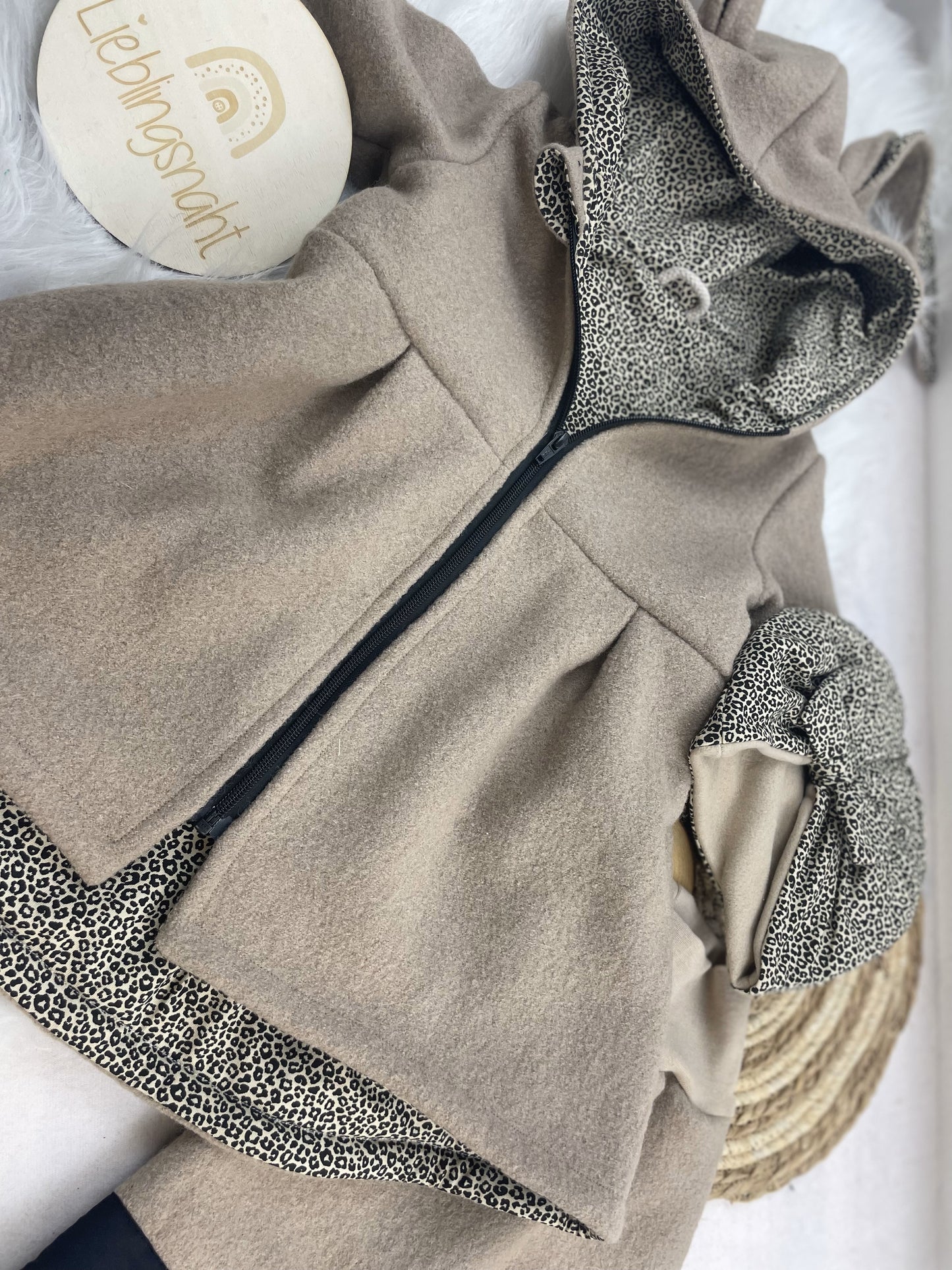 Wollwalkmantel Beige Leo Dunkel