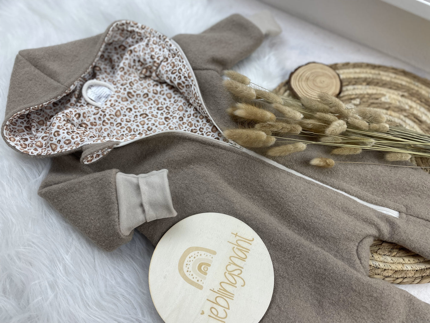 Wollwalkoverall Beige Leo Hell