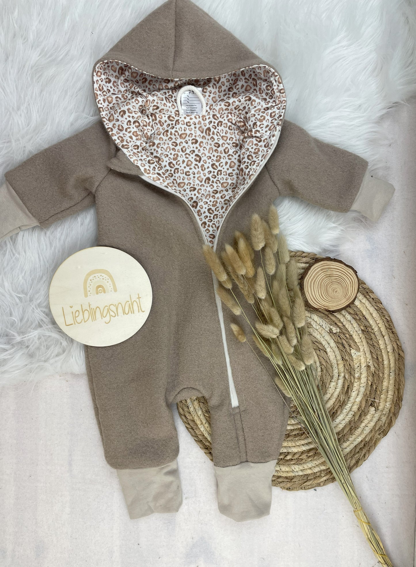 Wollwalkoverall Beige Leo Hell