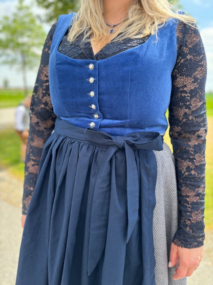 Damendirndl Samt Azur blau