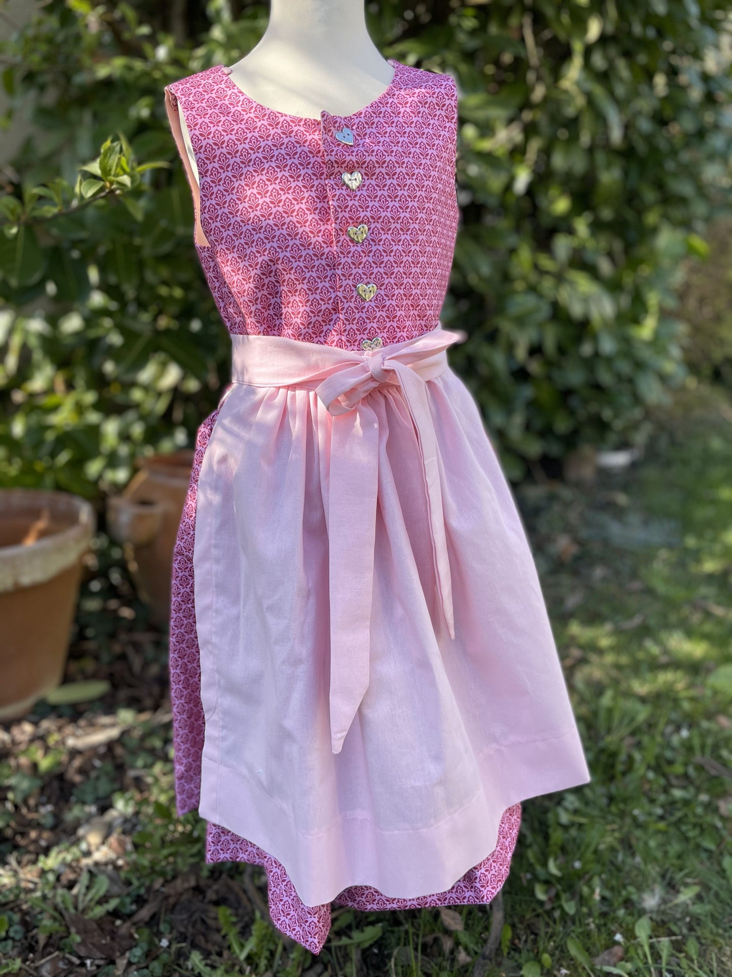 Kinderdirndl Retro Blumen Pink