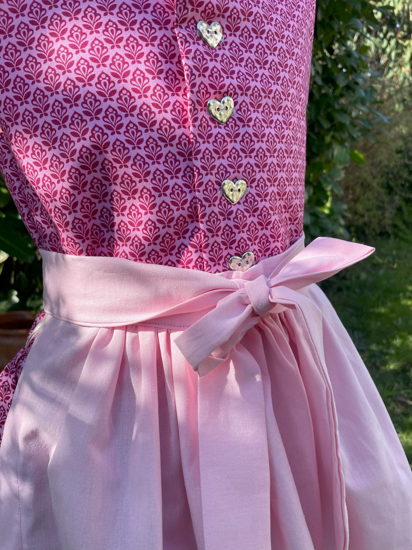 Kinderdirndl Retro Blumen Pink