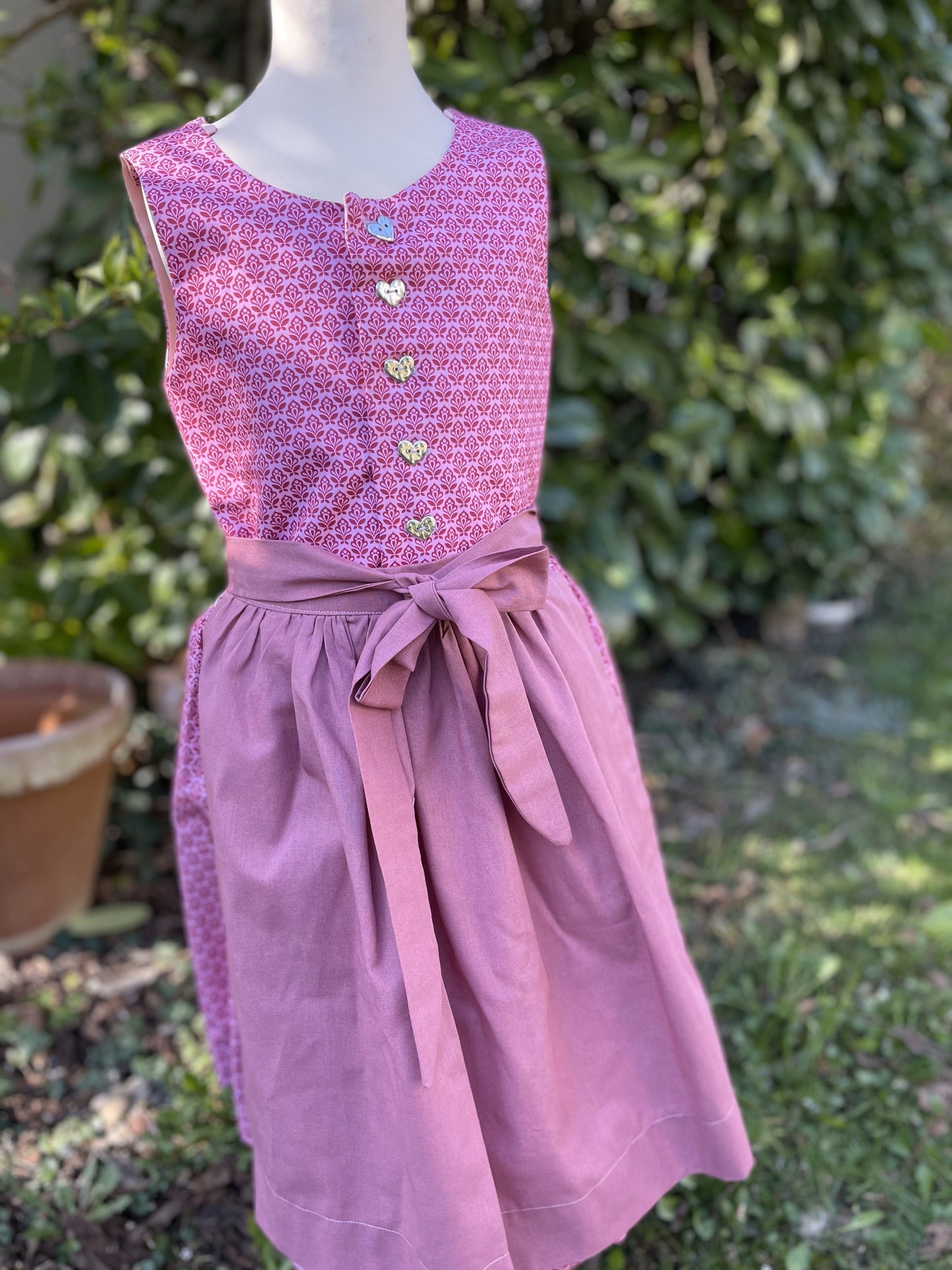 Kinderdirndl Retro Blumen Pink