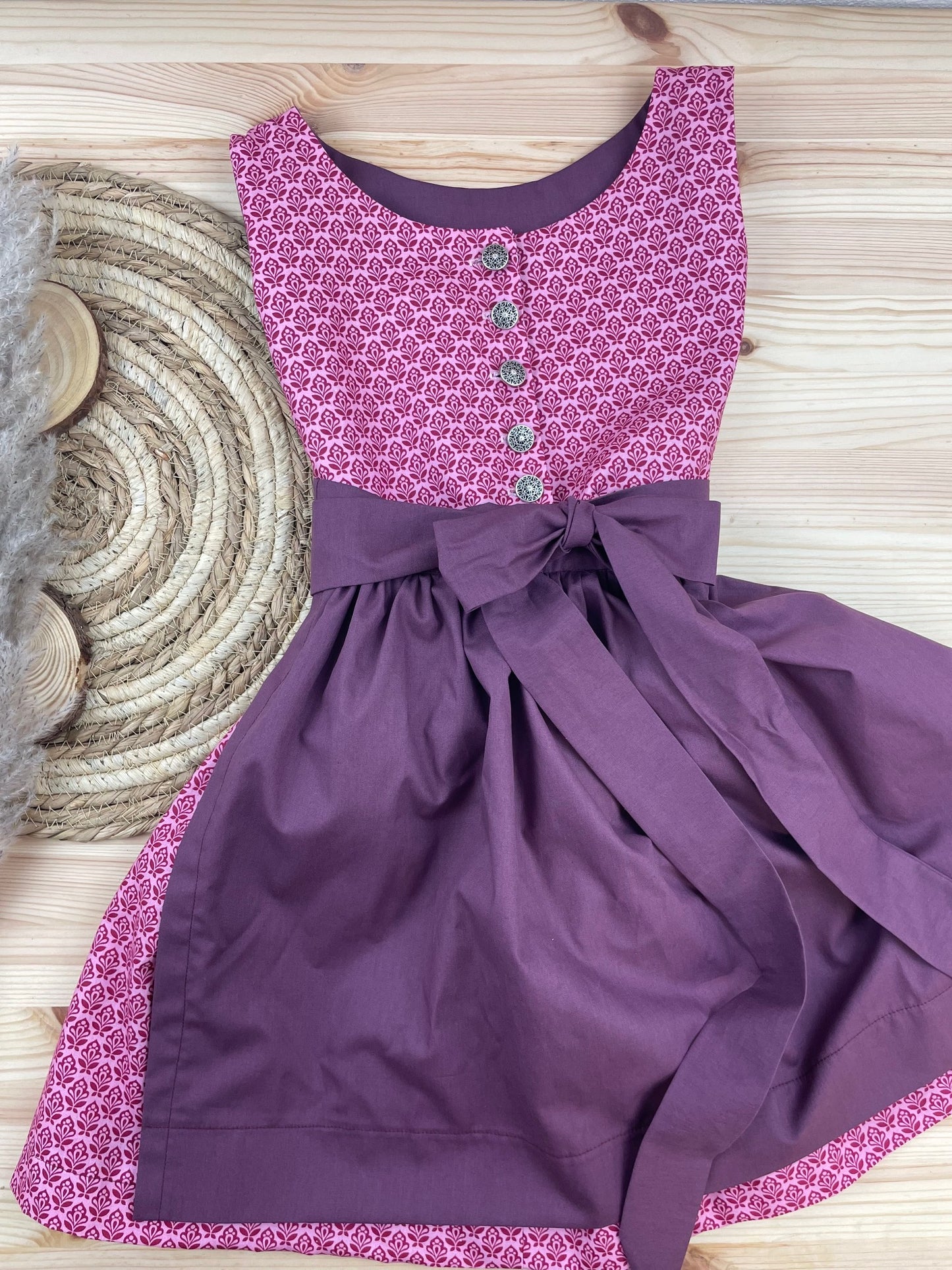 Kinderdirndl Retro Blumen Pink